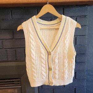 American Eagle Outfitters Cream Cable Knit Vest
